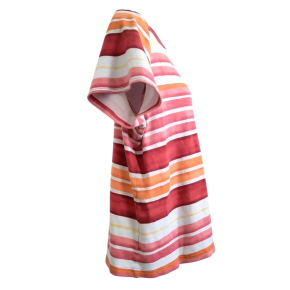 Croft & Barrow 2X Top Womens Plus-Size Striped Classic Tee Red Orange Cotton - Picture 3 of 8